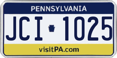 PA license plate JCI1025