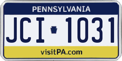 PA license plate JCI1031