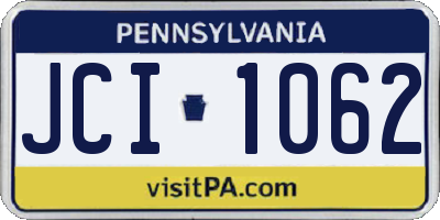 PA license plate JCI1062
