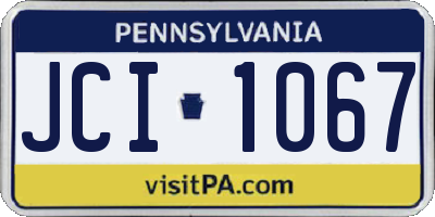 PA license plate JCI1067