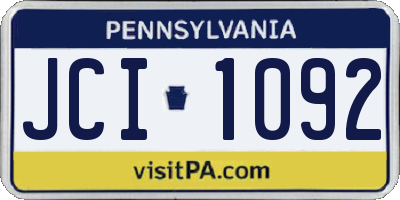 PA license plate JCI1092