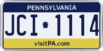 PA license plate JCI1114