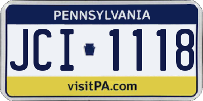PA license plate JCI1118