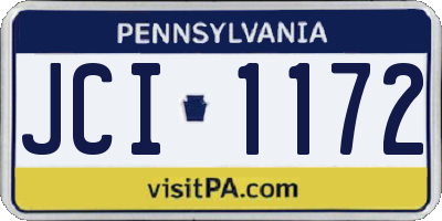 PA license plate JCI1172