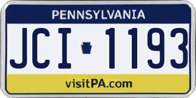 PA license plate JCI1193