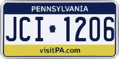 PA license plate JCI1206