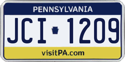 PA license plate JCI1209
