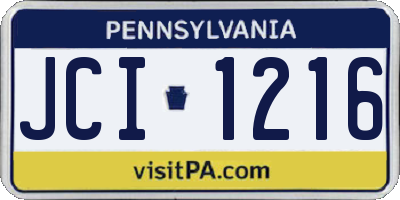PA license plate JCI1216