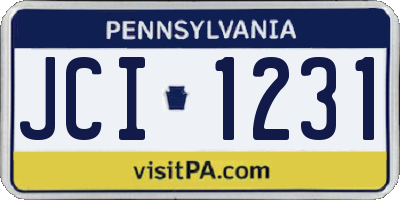 PA license plate JCI1231