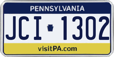 PA license plate JCI1302