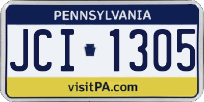 PA license plate JCI1305