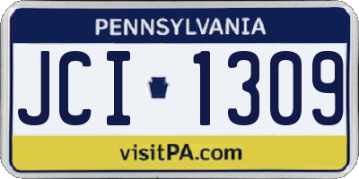 PA license plate JCI1309