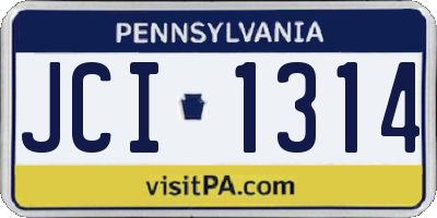 PA license plate JCI1314