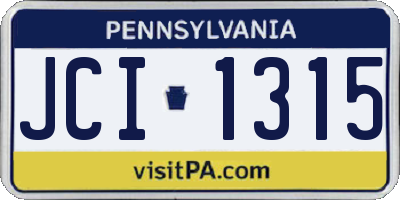 PA license plate JCI1315