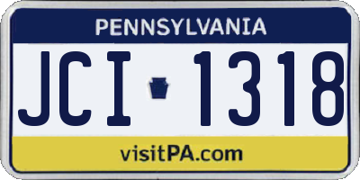 PA license plate JCI1318