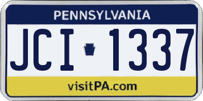 PA license plate JCI1337