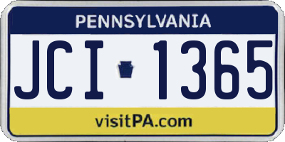 PA license plate JCI1365