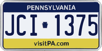 PA license plate JCI1375