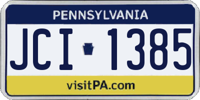 PA license plate JCI1385