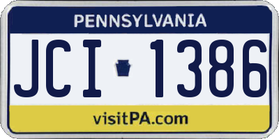 PA license plate JCI1386