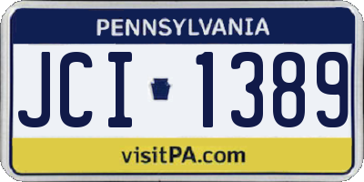 PA license plate JCI1389