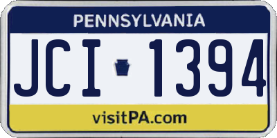 PA license plate JCI1394
