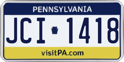 PA license plate JCI1418