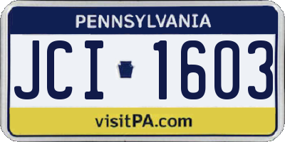 PA license plate JCI1603