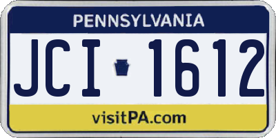 PA license plate JCI1612
