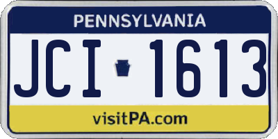 PA license plate JCI1613