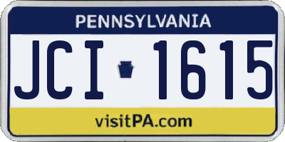 PA license plate JCI1615