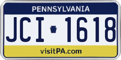 PA license plate JCI1618