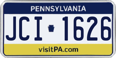 PA license plate JCI1626