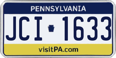 PA license plate JCI1633