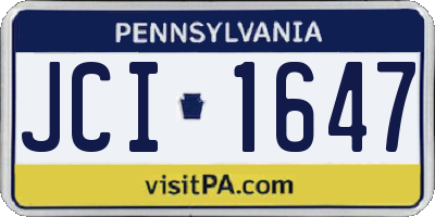 PA license plate JCI1647