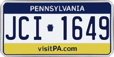 PA license plate JCI1649