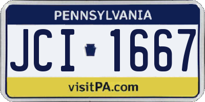 PA license plate JCI1667