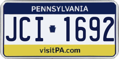 PA license plate JCI1692