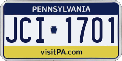 PA license plate JCI1701