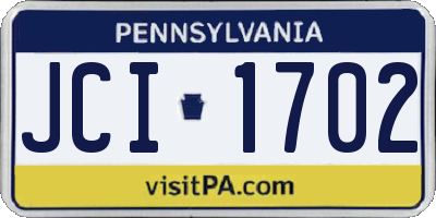 PA license plate JCI1702
