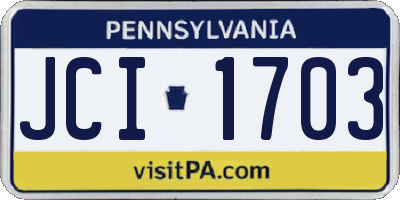 PA license plate JCI1703