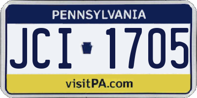 PA license plate JCI1705