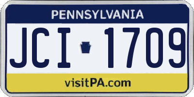PA license plate JCI1709