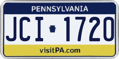 PA license plate JCI1720