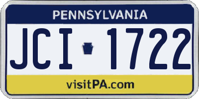 PA license plate JCI1722