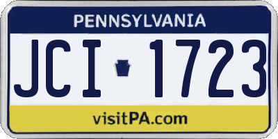PA license plate JCI1723