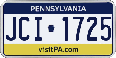 PA license plate JCI1725