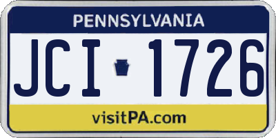 PA license plate JCI1726