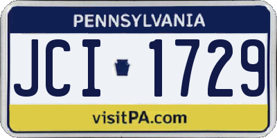 PA license plate JCI1729