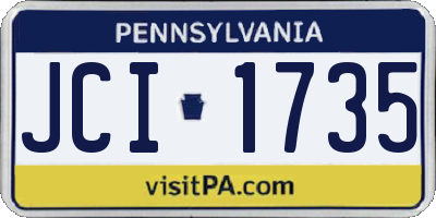 PA license plate JCI1735